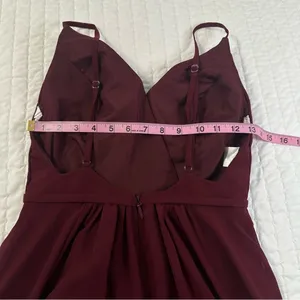 JJ's House Floor Length Bridesmaid Gown in Burgundy With Slit And Low Back Size 0 thumbnail 15