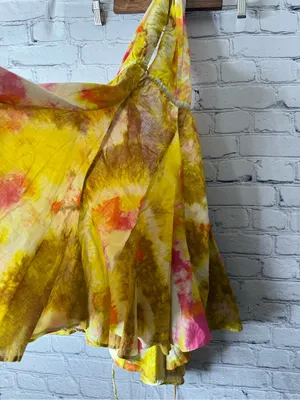 Zara Yellow & Pink Tie-Dye Flowy Halter Dress size small thumbnail 5