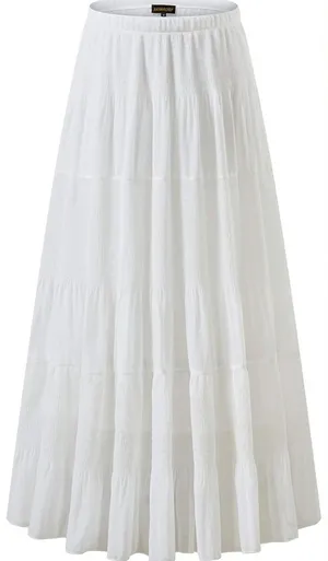 Amazon Bohemian White Tiered Maxi Skirt thumbnail 1