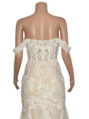 LULUS Luxe Endless Dedication Embroidered Off-the-Shoulder Dress, White, 6 (US) thumbnail 9