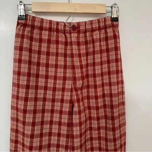 Brandy Melville Tilden Plaid Flannel Pants One Size Elastic Waist High Rise Red thumbnail 2