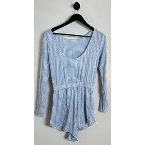 FREE PEOPLE Yvette Striped Romper in Chambray Size X-Small thumbnail 3