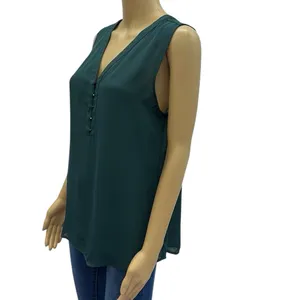 Maurices Sleeveless Quarter Button Front V Neck Tunic Blouse Top Womens Medium thumbnail 4