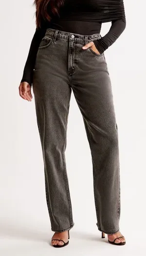 Abercrombie & Fitch The 90's Straight Ultra High Rise Washed Black Plus‎ 16/33 thumbnail 1