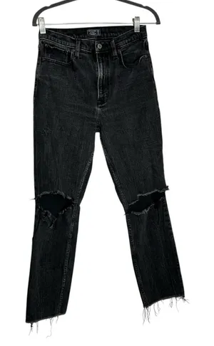 Abercrombie & Fitch Black Ultra‎ High Rise Mom Jean Distressed Size 28/6 thumbnail 1
