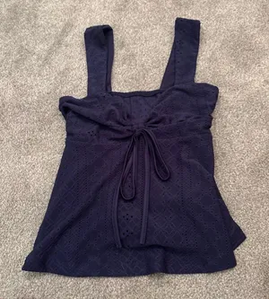 Navy blue eyelet babydoll top thumbnail 1