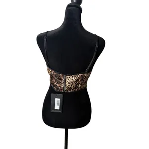 PLT Leopard Animal Print‎ Corset Top Brown Size 4 y2k Statement Maximalist NEW thumbnail 6