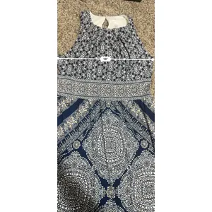 London Times Navy Blue Geometric Medallion Print Sleeveless Maxi Dress Size 8 thumbnail 6