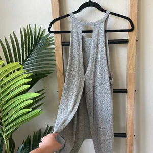 Audrey 3+1 Gray Open Back Tank | Flowy, High Neck, Soft Knit, Casual Layer thumbnail 5