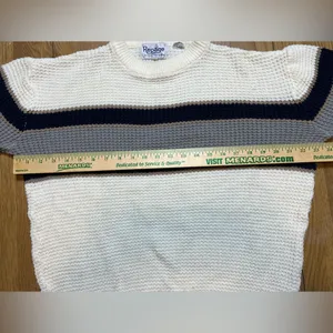 Vintage Striped White And Blue Women’s Sweater by‎ Repage Large thumbnail 5