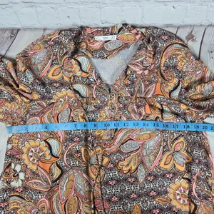 MNG Casual Dress‎ Women's Small Orange Pink Paisley Print Long Sleeve Mini 4 thumbnail 4