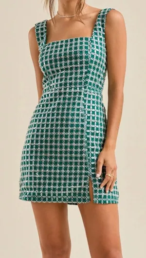 Altar’d State Women’s Green Beaded Mateo Mini Dress Square Neck XXL Homecoming thumbnail 1