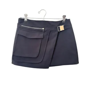 ZARA Faux Wrap Buckle Mini‎ Skirt Black Small thumbnail 2
