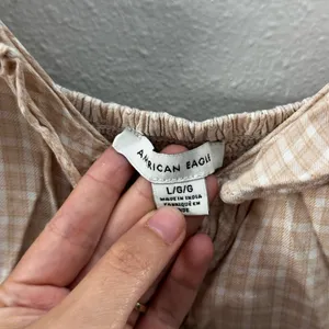 American Eagle Women‎ Beige Plaid Mini dress size L thumbnail 6