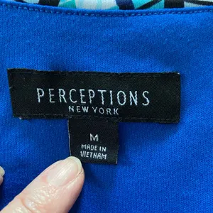 Perceptions Vibrant Blue Patterned Midi Dress Size Medium thumbnail 4