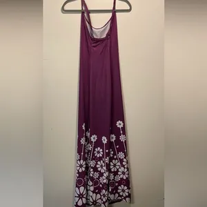 Sheilay- NWT Purple & White Floral Maxi Dress w/Criss Cross Back Straps- Size L thumbnail 2