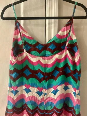 Olivaceous Multicolor Wave-Print Slip Dress Size Medium thumbnail 6