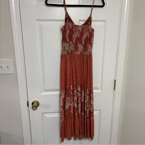 Band of Gypsies Orange, Red, and Pink Floral Patterned Sun Dress Size Small thumbnail 5