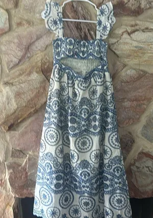 Commense Semi-Sheer Boho Floral Back Cutout Dress size M thumbnail 5