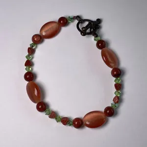 Free People Orange and Green Stone and Beaded Bracelet thumbnail 1