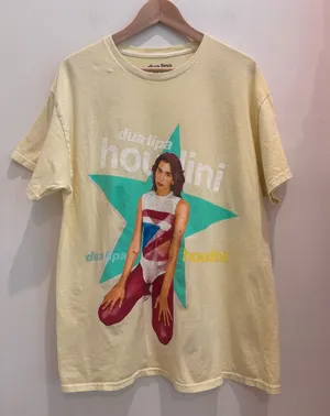 Dua Lipa Graphic Tee Yellow Houdini Size Small/Medium thumbnail 1