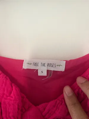 Hot Pink Tiered 100% Cotton Gauze Maxi Dress Small Coastal Euro Summer Beach thumbnail 5