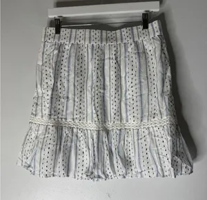 NWT loft clip tiered pull on mini skirt‎ white blue size m thumbnail 1