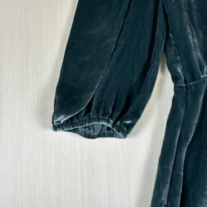 Aritzia Wilfred Lyric Women's Dress Sz 0 Green Velvet Silk Blend Mini Faux‎ Wrap thumbnail 3