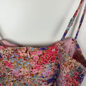 NWT Avara Just Me Iris Floral Embroidered Midi Dress Medium Smocked Cottage Boho thumbnail 6