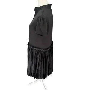 Taylor Tillman Katie Black Pleated Shirt Dress Puff Sleeve NWT S thumbnail 6