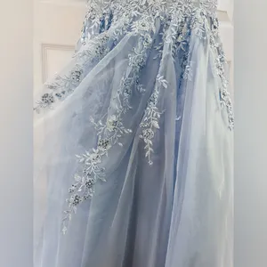 JVN by Jovani 00915 Strapless Long Ball Gown Prom Formal light Blue sz 4 thumbnail 5