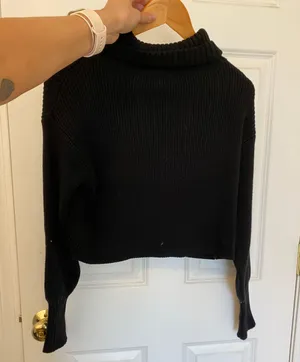 Black Cropped Turtle Neck Sweater thumbnail 2