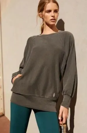 Free People FP Movement Size XS Grey Better Days Crewneck Sweatshirt Pockets thumbnail 1