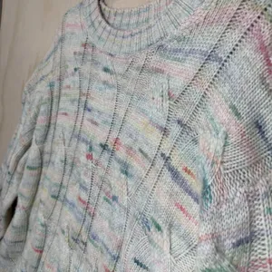 American Eagle Sweater‎ Womens M Pastel Knit Cable Crewneck Cozy Soft thumbnail 2