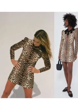 Tuckernuck x India Hicks NEW Leopard Domino Long Sleeve Party Mini Dress Size M thumbnail 4