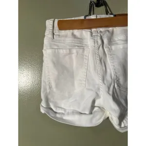 Aeropostale Womens Sz 00 High-Rise Denim Midi Shorts White Stretch Cotton Cuffed thumbnail 8