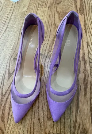 GUESS Lavender Pointed-Toe Suede Pumps with Mesh Insets size 9.5 thumbnail 1