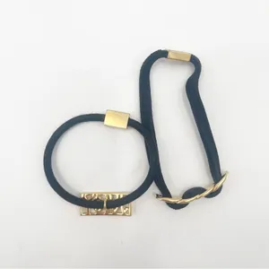JUICY COUTURE Hair Ties Set of 2 Y2K 2000s Gold Black Logo Elastic Bands *FLAWS thumbnail 6