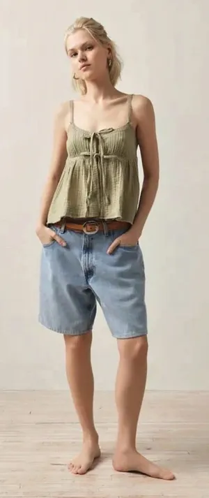 Love Trends Gauze Tie Front Camisole in Green Size Small NWT thumbnail 1