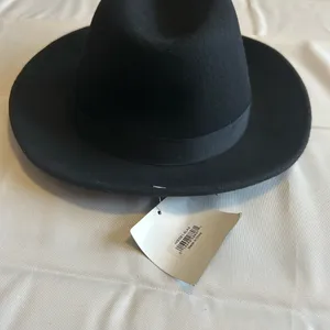 NWT Hats in the Belfry Belfry Bartolo Black Merino Wool Felt Fedora Hat Size XL thumbnail 4
