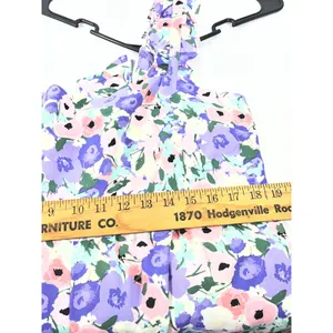 Kori Plus Floral Wide Leg Jumpsuit Women XL Purple Pink Ruffle Tie Back Flowy thumbnail 7