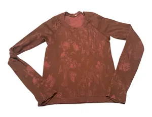 Lululemon size 4 swiftly tech Brown Long Sleeve Women's Top waist length thumbnail 1