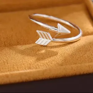 NEW 925‎ Sterling Silver Arrow Bypass Ring Women Adjustable Silver Ring thumbnail 5