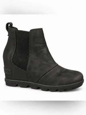 Sorel black wedge Chelsea ankle boots in very good preowned condition. thumbnail 6