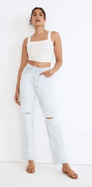 Madewell Perfect Vintage Straight Jeans Pearse‎ Wash Destructed NWT Size 25 (0) thumbnail 1