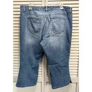 Nine‎ West Vintage Coll. Denim Capris Missy Light Mid Rise Size 14 Wide Leg thumbnail 5