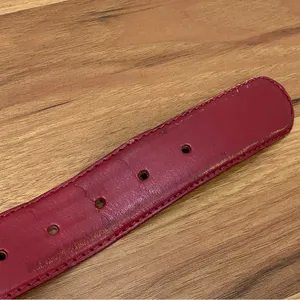 Vintage MILOR 11612 Burgundy Genuine Leather Brass-tone Buckle Women’s Belt M thumbnail 9