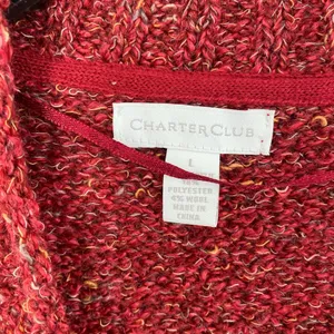 Charter Club Red Knit Cardigan Sweater Womens Size L‎ Wool Blend Button Front thumbnail 4