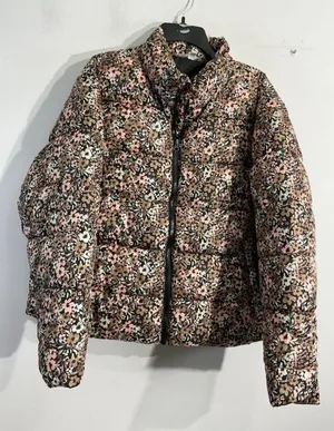 Womans Time & Tru XL 16-18 Floral Puffy Coat Full Zip Lined Multicolor thumbnail 1