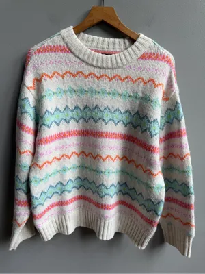 American Eagle Outfitters Fair Isle Pastel Striped Crewneck Sweater NWOT Medium thumbnail 3